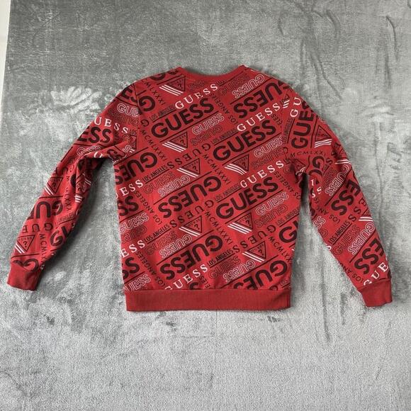 Guess Sweatshirt Womens Medium Red Crewneck Sweater Logo MCMLXXXI Pullover - Picture 2 of 7
